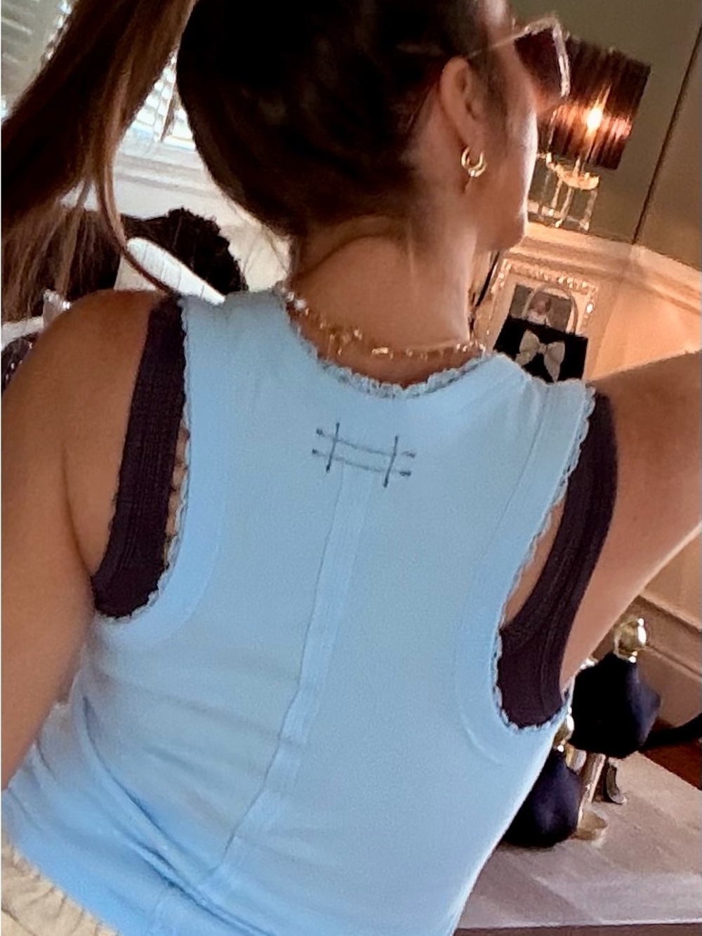 Light Blue Ribbed Tank Top - Picture 2 of 4